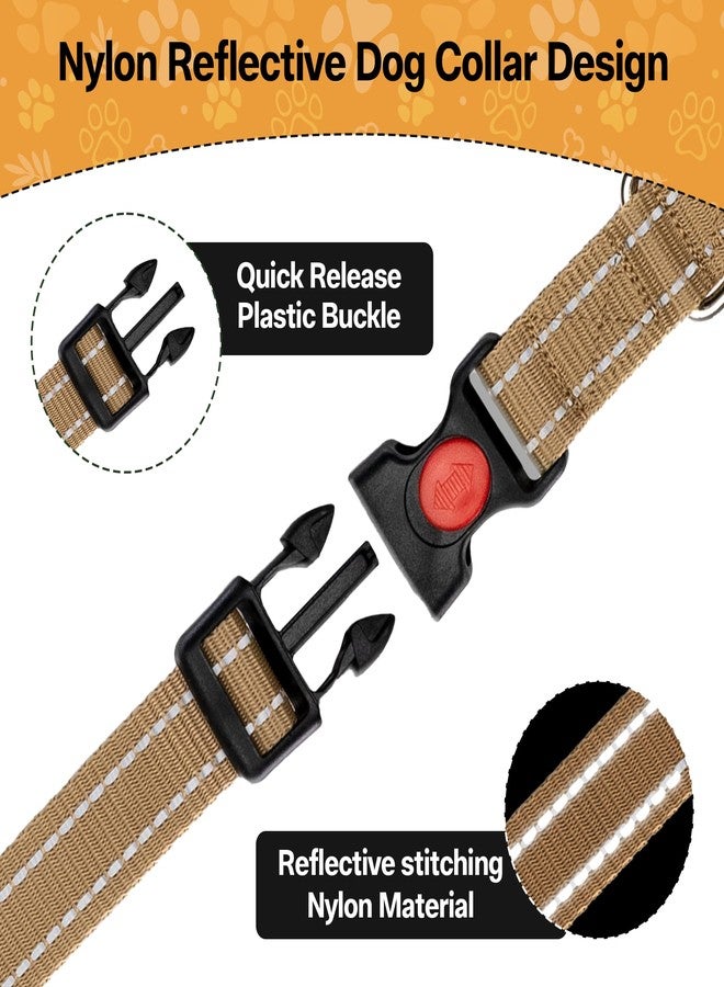 ADIL'S Adil’S Nylon Reflective Dog Collar 1in Width with Quick Release Strong Plastic Lock Buckle - Suitable for Small, Medium & Large Dogs, Size: M & L, Beige & Maroon (M, Beige) - Image 4